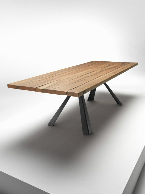 Tavolo design con legni secolari al naturale